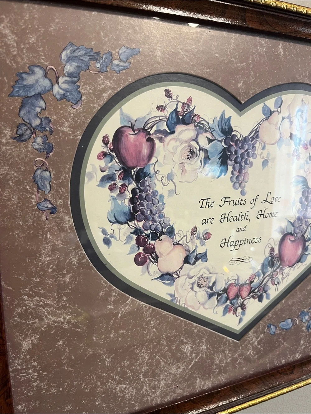 HOME INTERIORS FRUITS OF LOVE PICTURE HEART IVY GRAPES APPLE MAGNOLIA JOY KELSEY